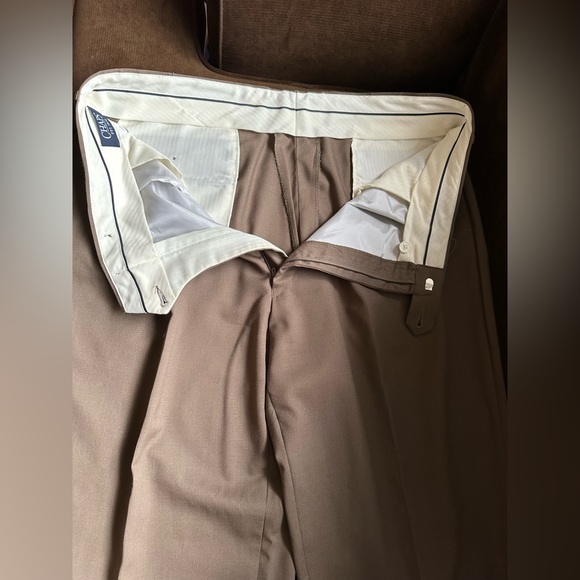 Chaps 1978  Brown Straight Cuffed Dress Pants Deep Pockets SZ 38 X 32 100% Wool - Picture 13 of 16